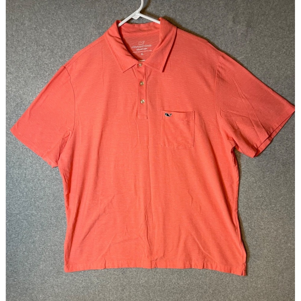 Vineyard Vines Edgartown Polo Mens XL Orange Striped Golf‎ Athleisure